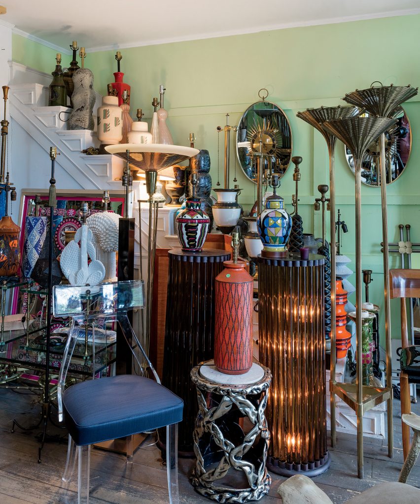 His Sag Harbor, New York, store is a treasure trove of unusual lamps. All you need to add are the shades.