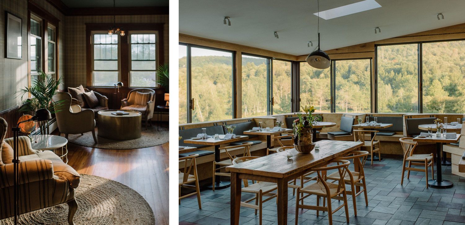 The DeBruce’s interiors are cozy, yet elegant, and its restaurant boasts picturesque mountain views.