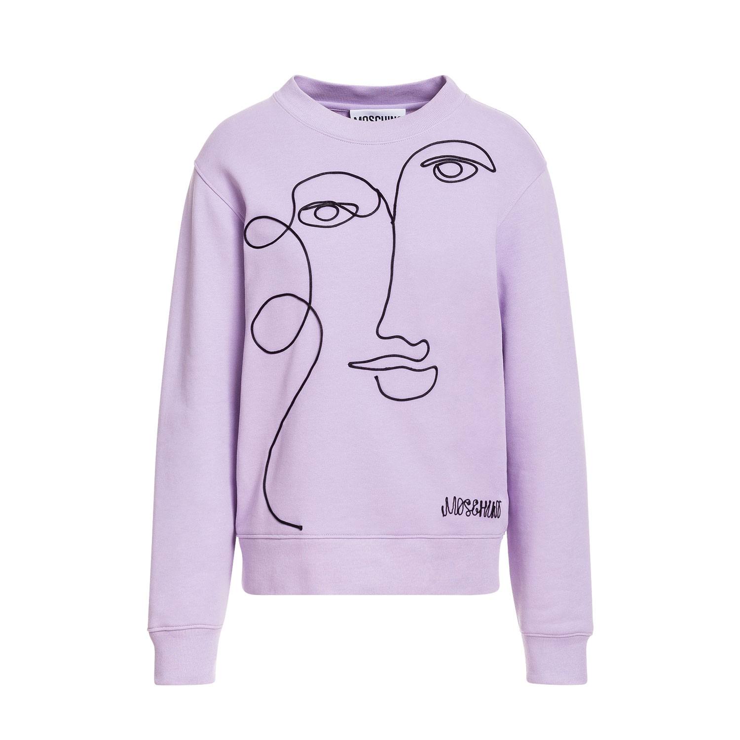 Moschino’s Picasso-inspired cotton sweatshirt with Cornely embroidery.