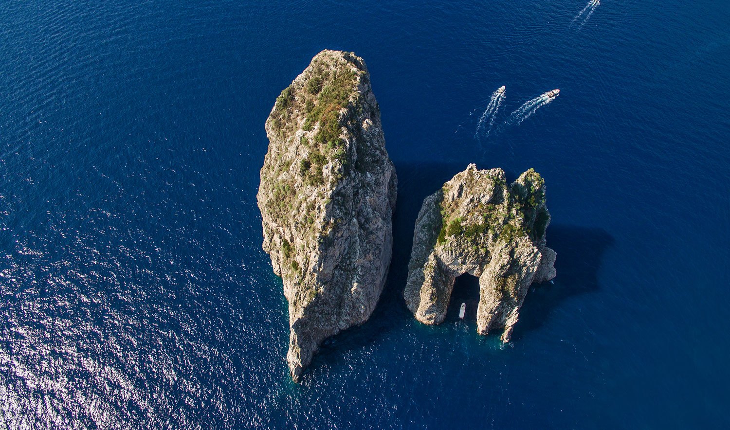 The legendary Faraglioni off the coast of Capri.
